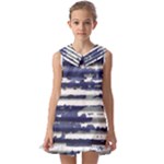 Metallic Rhythm Print Kids  Pilgrim Collar Ruffle Hem Dress