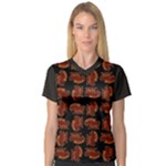 Fantasy skeleton dragon hand drawn motif pattern V-Neck Sport Mesh T-Shirt