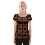 Fantasy skeleton dragon hand drawn motif pattern Cap Sleeve Top