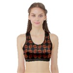 Fantasy skeleton dragon hand drawn motif pattern Sports Bra with Border