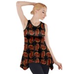 Fantasy skeleton dragon hand drawn motif pattern Side Drop Tank Tunic