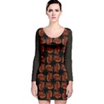 Fantasy skeleton dragon hand drawn motif pattern Long Sleeve Velvet Bodycon Dress