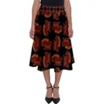 Fantasy skeleton dragon hand drawn motif pattern Perfect Length Midi Skirt