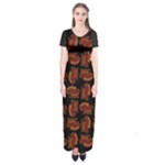 Fantasy skeleton dragon hand drawn motif pattern Short Sleeve Maxi Dress