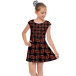 Fantasy skeleton dragon hand drawn motif pattern Kids  Cap Sleeve Dress