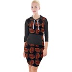 Fantasy skeleton dragon hand drawn motif pattern Quarter Sleeve Hood Bodycon Dress