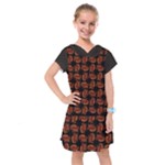 Fantasy skeleton dragon hand drawn motif pattern Kids  Drop Waist Dress