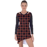 Fantasy skeleton dragon hand drawn motif pattern Asymmetric Cut-Out Shift Dress