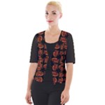 Fantasy skeleton dragon hand drawn motif pattern Cropped Button Cardigan