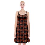 Fantasy skeleton dragon hand drawn motif pattern Spaghetti Strap Velvet Dress