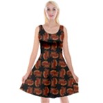 Fantasy skeleton dragon hand drawn motif pattern Reversible Velvet Sleeveless Dress