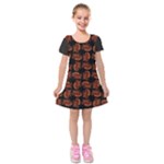 Fantasy skeleton dragon hand drawn motif pattern Kids  Short Sleeve Velvet Dress