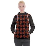 Fantasy skeleton dragon hand drawn motif pattern Women s Hooded Pullover