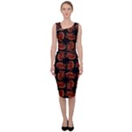 Fantasy skeleton dragon hand drawn motif pattern Sleeveless Pencil Dress