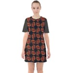 Fantasy skeleton dragon hand drawn motif pattern Sixties Short Sleeve Mini Dress