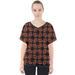 Fantasy skeleton dragon hand drawn motif pattern V-Neck Dolman Drape Top