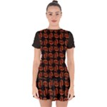 Fantasy skeleton dragon hand drawn motif pattern Drop Hem Mini Chiffon Dress