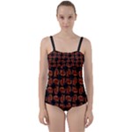 Fantasy skeleton dragon hand drawn motif pattern Twist Front Tankini Set