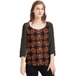 Fantasy skeleton dragon hand drawn motif pattern Chiffon Quarter Sleeve Blouse