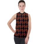 Fantasy skeleton dragon hand drawn motif pattern Mock Neck Chiffon Sleeveless Top