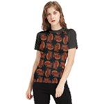 Fantasy skeleton dragon hand drawn motif pattern Women s Short Sleeve Rash Guard