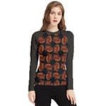 Fantasy skeleton dragon hand drawn motif pattern Women s Long Sleeve Rash Guard