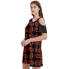 Women s Cold Shoulder Round Neck Mini Dress 