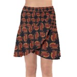 Fantasy skeleton dragon hand drawn motif pattern Wrap Front Skirt