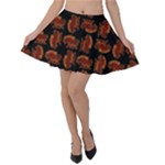 Fantasy skeleton dragon hand drawn motif pattern Velvet Skater Skirt