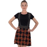 Fantasy skeleton dragon hand drawn motif pattern Velvet Suspender Skater Skirt