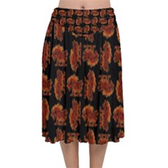 Velvet Flared Midi Skirt 