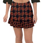 Fantasy skeleton dragon hand drawn motif pattern Fishtail Mini Chiffon Skirt