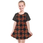 Fantasy skeleton dragon hand drawn motif pattern Kids  Smock Dress