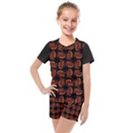 Fantasy skeleton dragon hand drawn motif pattern Kids  Mesh T-Shirt and Shorts Set