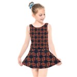 Fantasy skeleton dragon hand drawn motif pattern Kids  Skater Dress Swimsuit