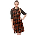 Fantasy skeleton dragon hand drawn motif pattern Long Sleeve Mini Shirt Dress