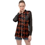 Fantasy skeleton dragon hand drawn motif pattern Long Sleeve Satin Shirt