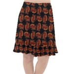 Fantasy skeleton dragon hand drawn motif pattern Fishtail Chiffon Skirt