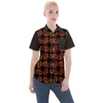 Fantasy skeleton dragon hand drawn motif pattern Women s Short Sleeve Pocket Shirt