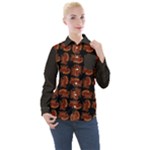 Fantasy skeleton dragon hand drawn motif pattern Women s Long Sleeve Pocket Shirt