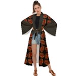 Fantasy skeleton dragon hand drawn motif pattern Maxi Kimono