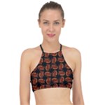 Fantasy skeleton dragon hand drawn motif pattern Halter Bikini Top