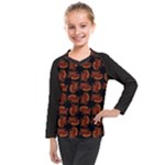 Fantasy skeleton dragon hand drawn motif pattern Kids  Long Mesh T-Shirt