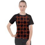 Fantasy skeleton dragon hand drawn motif pattern Women s Sport Raglan T-Shirt