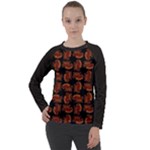 Fantasy skeleton dragon hand drawn motif pattern Women s Long Sleeve Raglan T-Shirt