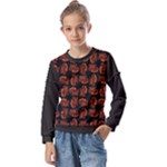 Fantasy skeleton dragon hand drawn motif pattern Kids  Long Sleeve T-Shirt with Frill 