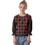 Fantasy skeleton dragon hand drawn motif pattern Kids  Cuff Sleeve Top