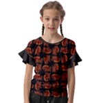 Fantasy skeleton dragon hand drawn motif pattern Kids  Cut Out Flutter Sleeves