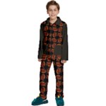 Fantasy skeleton dragon hand drawn motif pattern Kids  Long Sleeve Velvet Pajamas Set