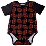 Fantasy skeleton dragon hand drawn motif pattern Baby Short Sleeve Bodysuit